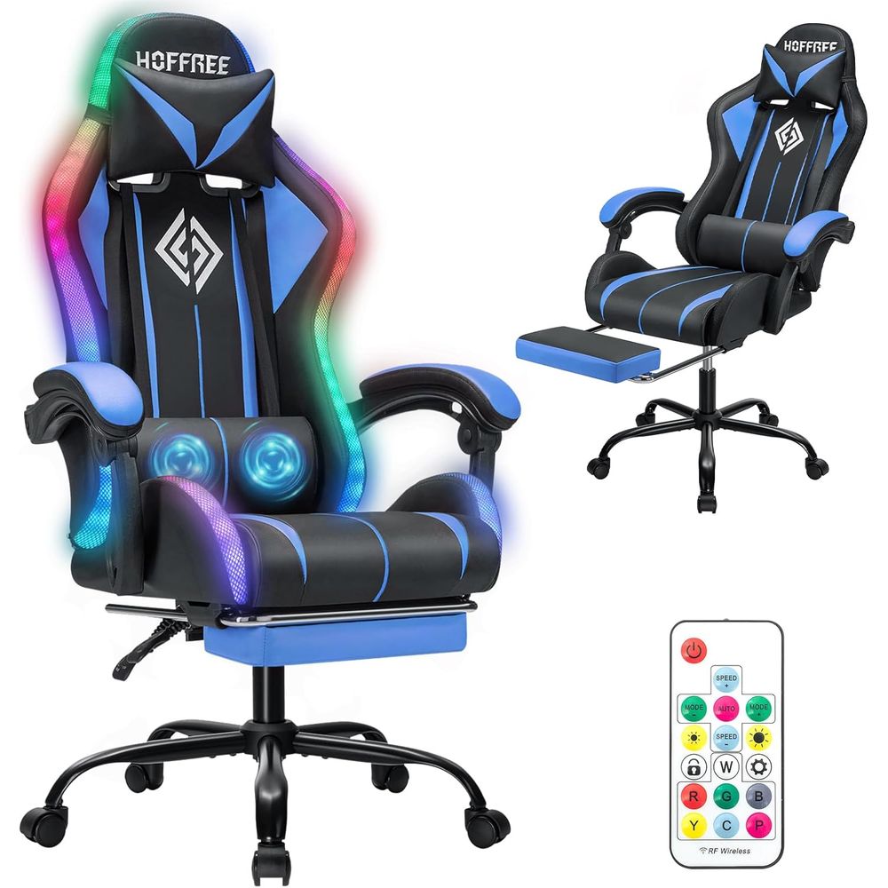 Video Gaming & Esports Usd Acc - Krzesło gamingowe LED z masażem i
